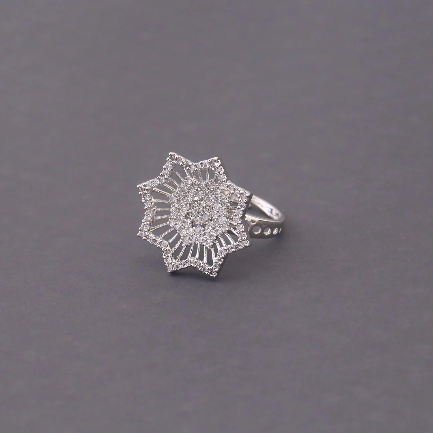 Silver Jordana Adjustable Zirconia Ring - Image 3