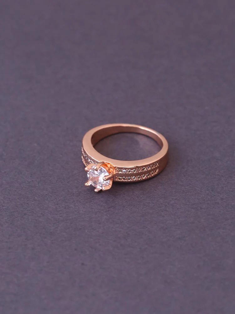 Rose Gold Lucc Zirconia Ring - Image 3