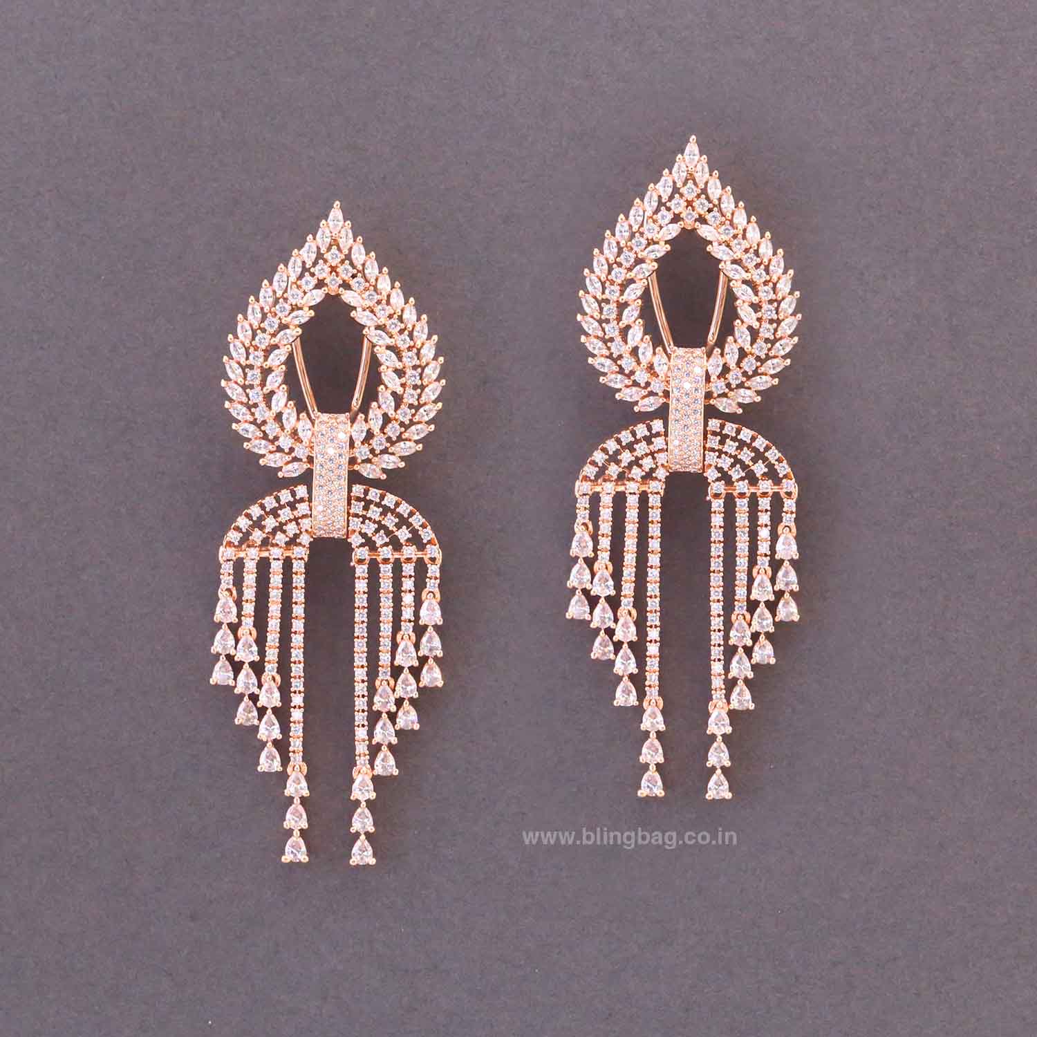 Rose Gold Martinae Zirconia Danglers - Image 3
