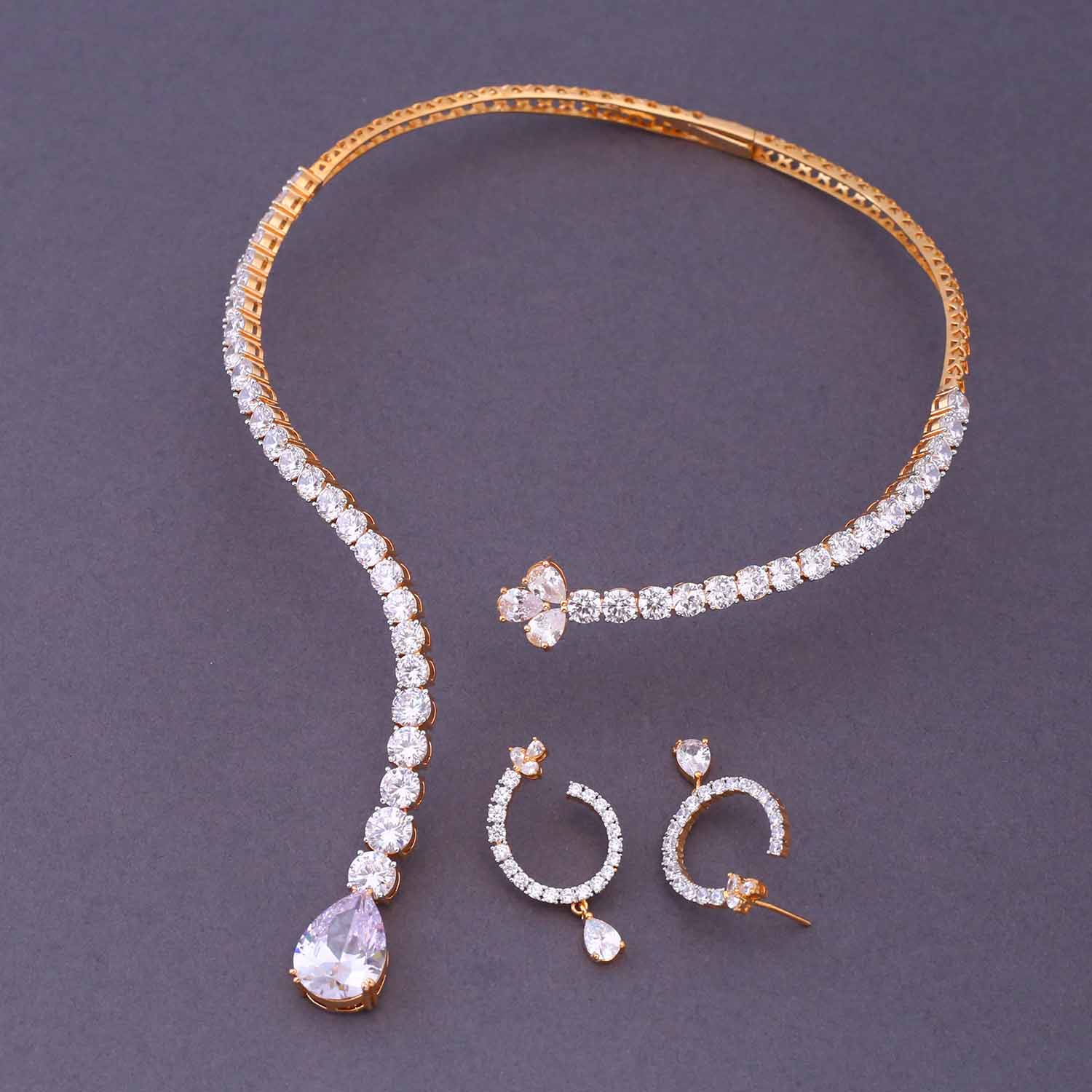 Golden Meinah Hasli Zirconia Jewellery Set - Image 4