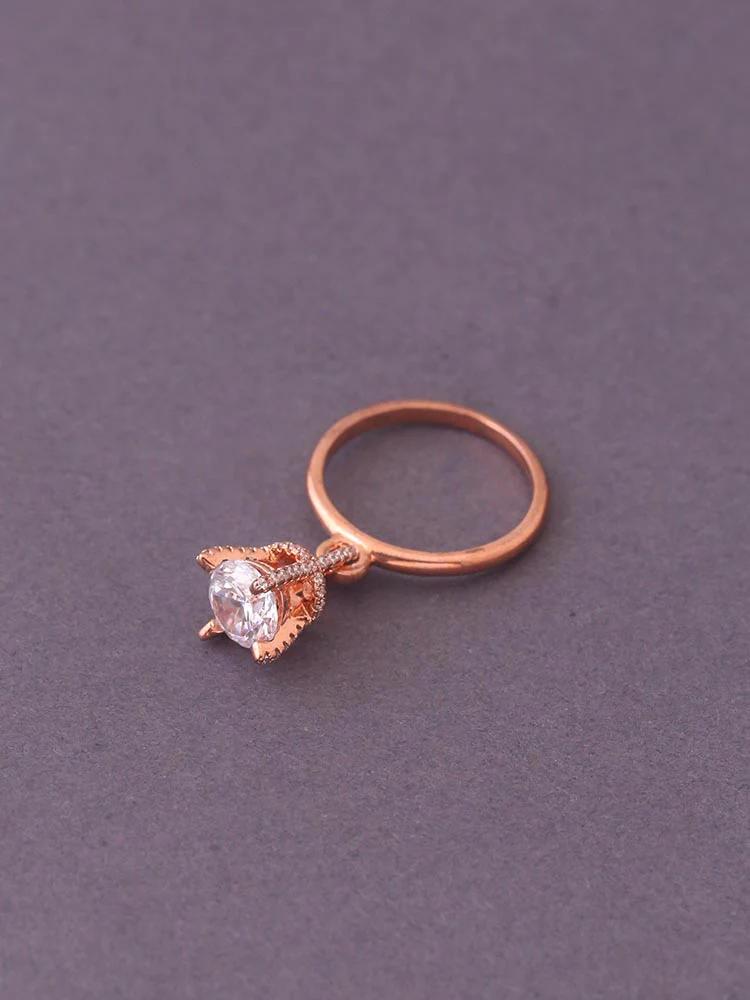 Rose Gold Nupoor Zirconia Ring - EOSS - Image 2