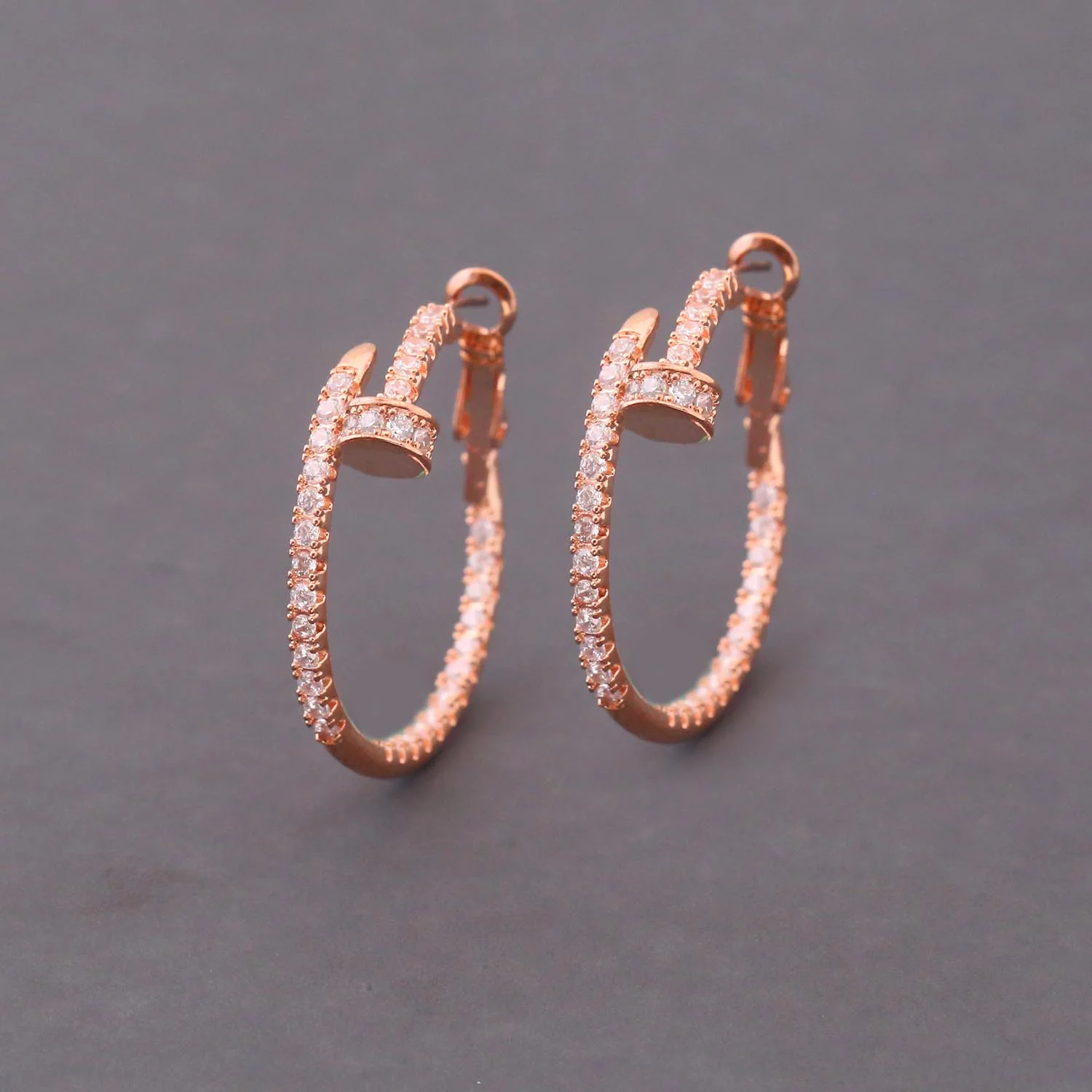 Rose Gold Nyah Zirconia Hoops - Image 2
