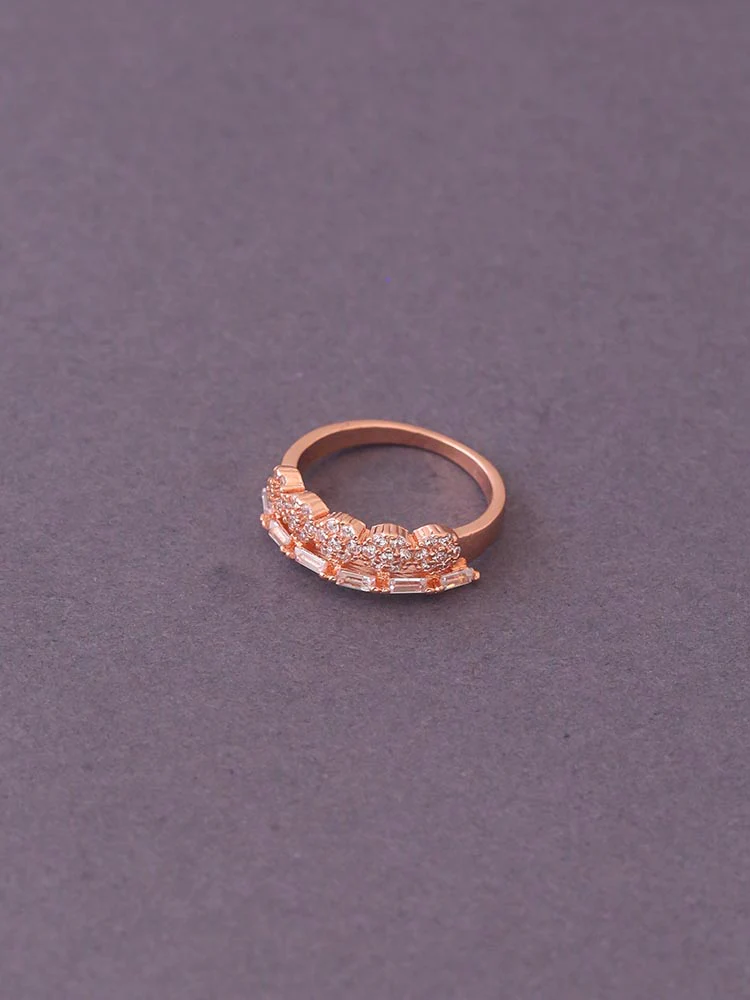 Rose Gold Ojal Zirconia Ring - EOSS - Image 3