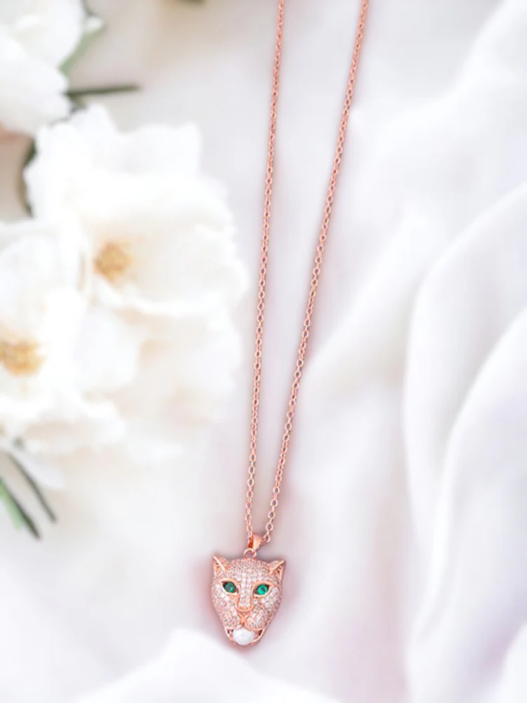 Rose Gold Panther Pendant Necklace - Image 2