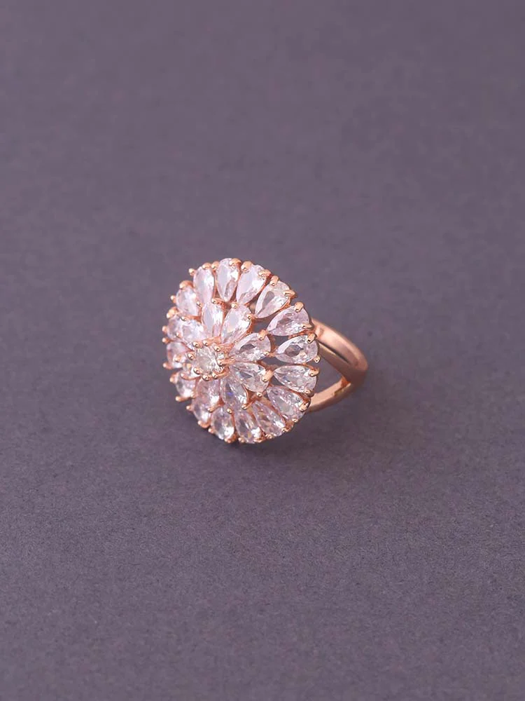 Rose Gold Poorvi Zirconia Ring - EOSS - Image 3