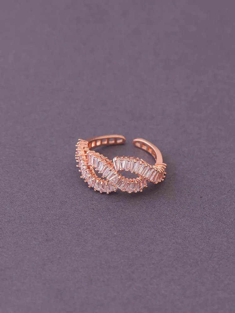 Rose Gold Priya Zirconia Adjustable Ring - Image 3