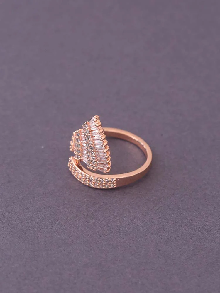 Rose Gold Rahab Adjustable Zirconia Ring - Image 3