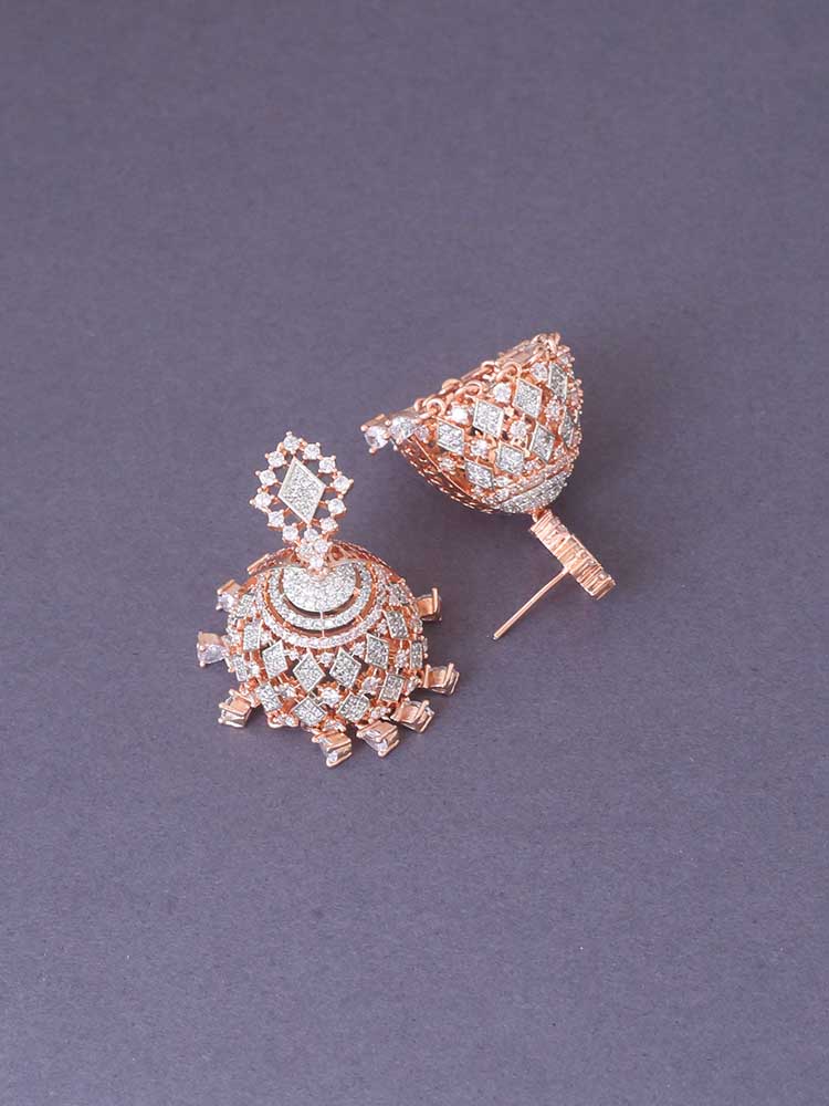 Rose Gold Raquel Zirconia Jhumkis - Image 4