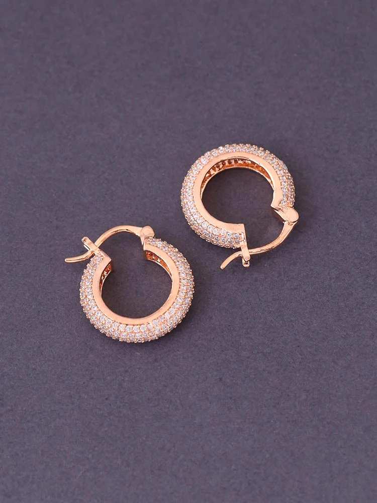 Rose Gold Rosalie Zirconia Hoops - Image 3
