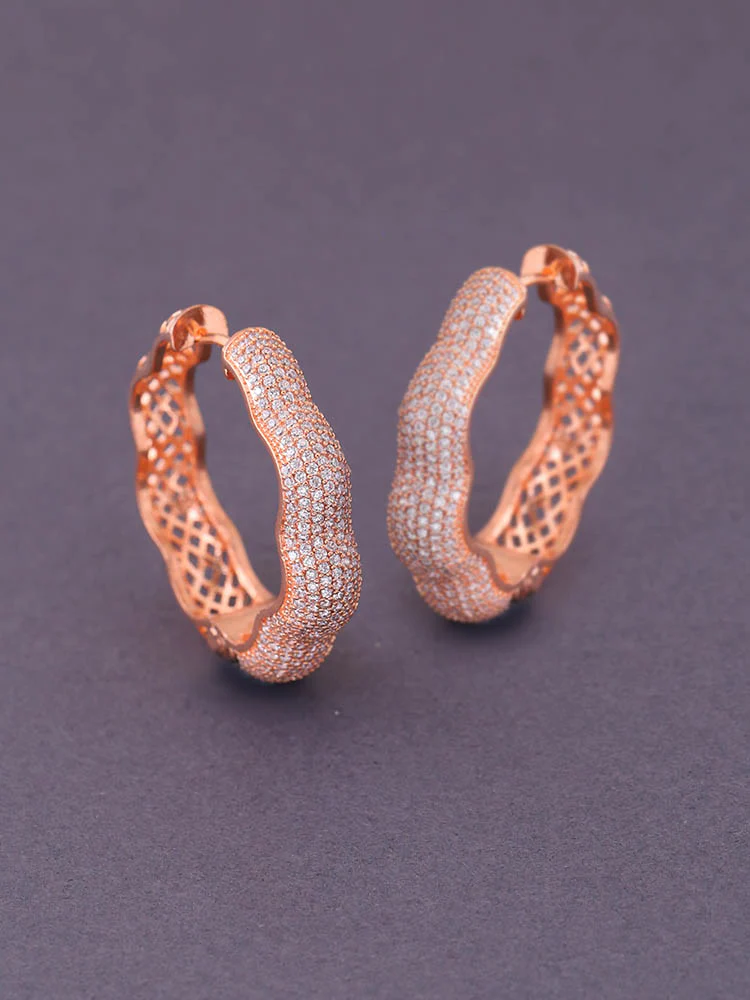 Rose Gold Sanjita Zirconia Hoop - Image 2