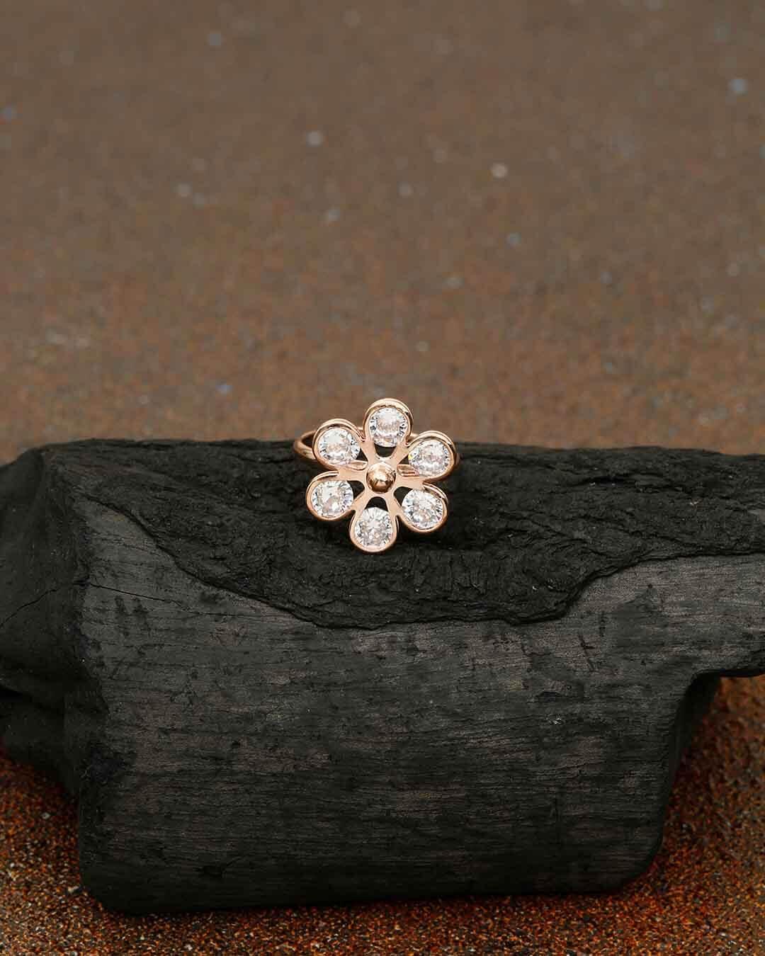 Rose Gold Shalini Adjustable Zirconia Ring