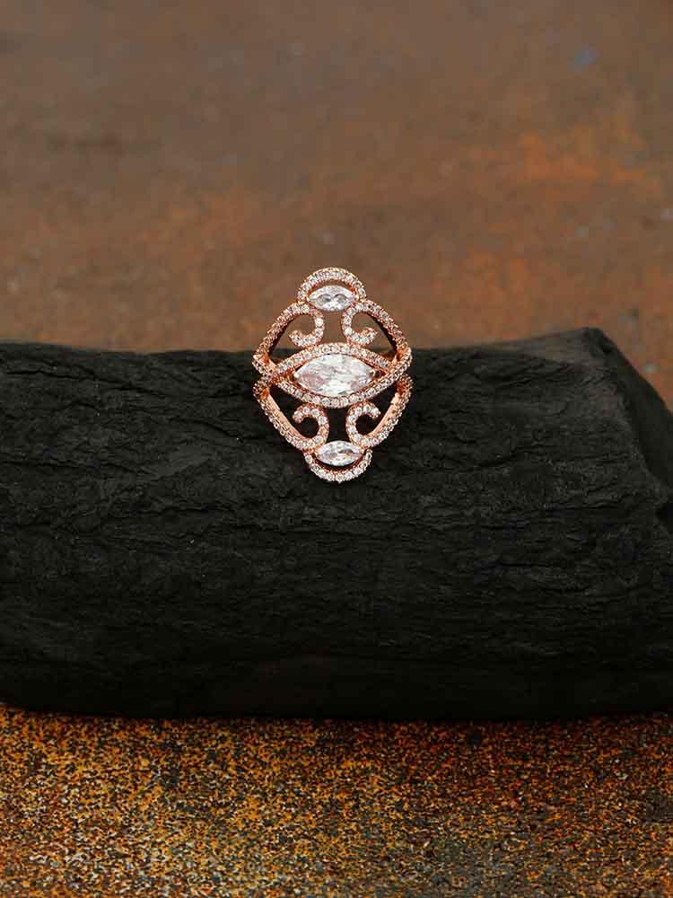 Rose Gold Sushmita Zirconia Ring - EOSS