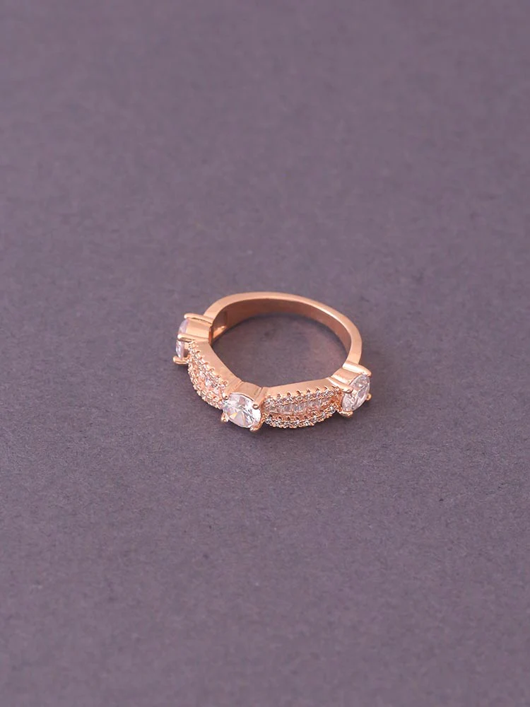 Rose Gold Swastik Zirconia Ring - EOSS - Image 3