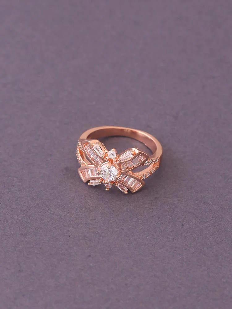Rose Gold Taymur Zirconia Ring - Image 3