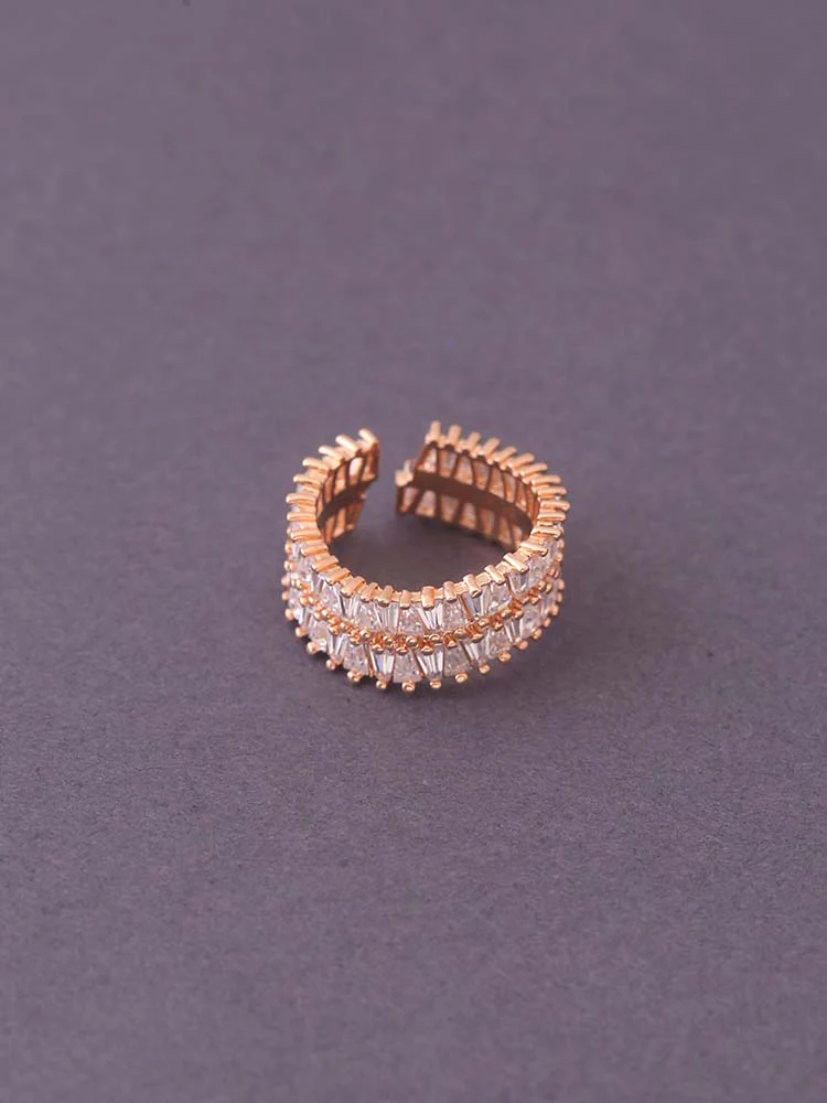Rose Gold  Adjustable Teesta Zirconia Ring - EOSS - Image 3