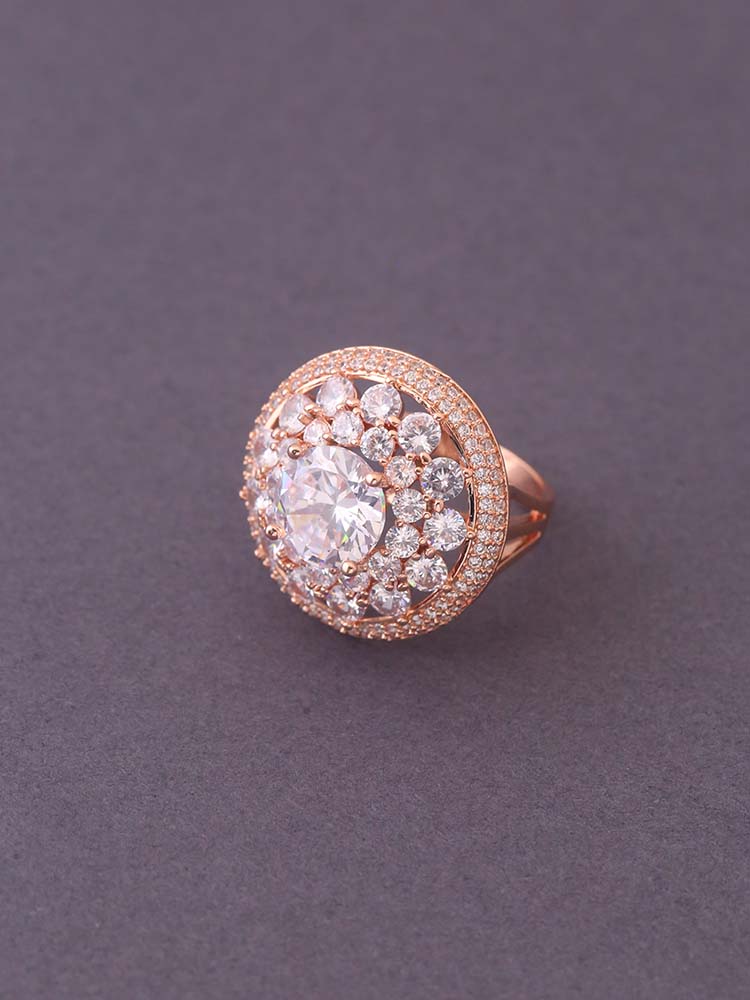 Rose Gold Vanshi Zirconia Ring - EOSS - Image 3