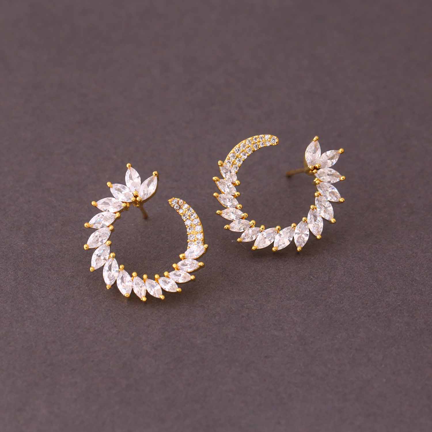 Golden Vismita Zirconia Stud Earrings - Image 3