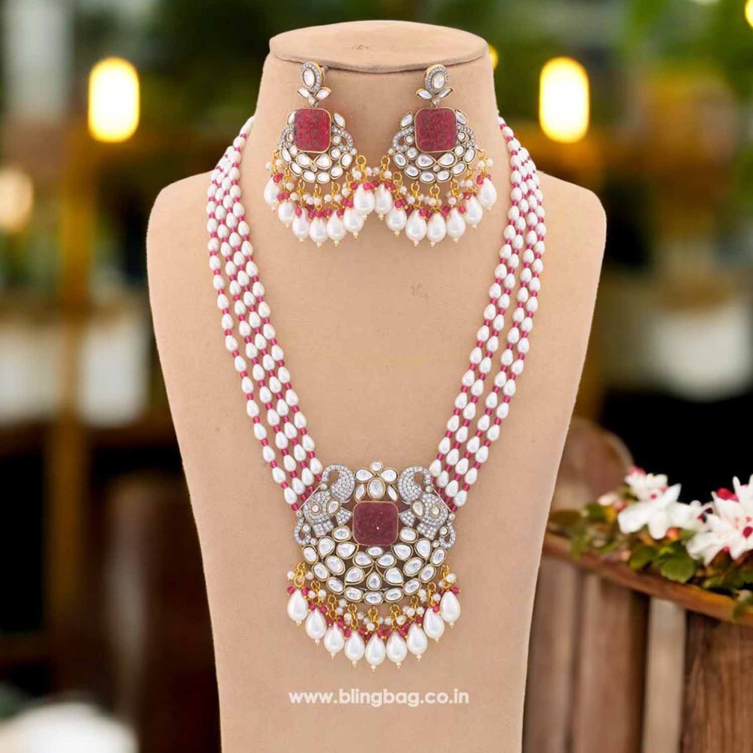Ruby Maanya Kundan Jewellery Set - EOSS - Image 2