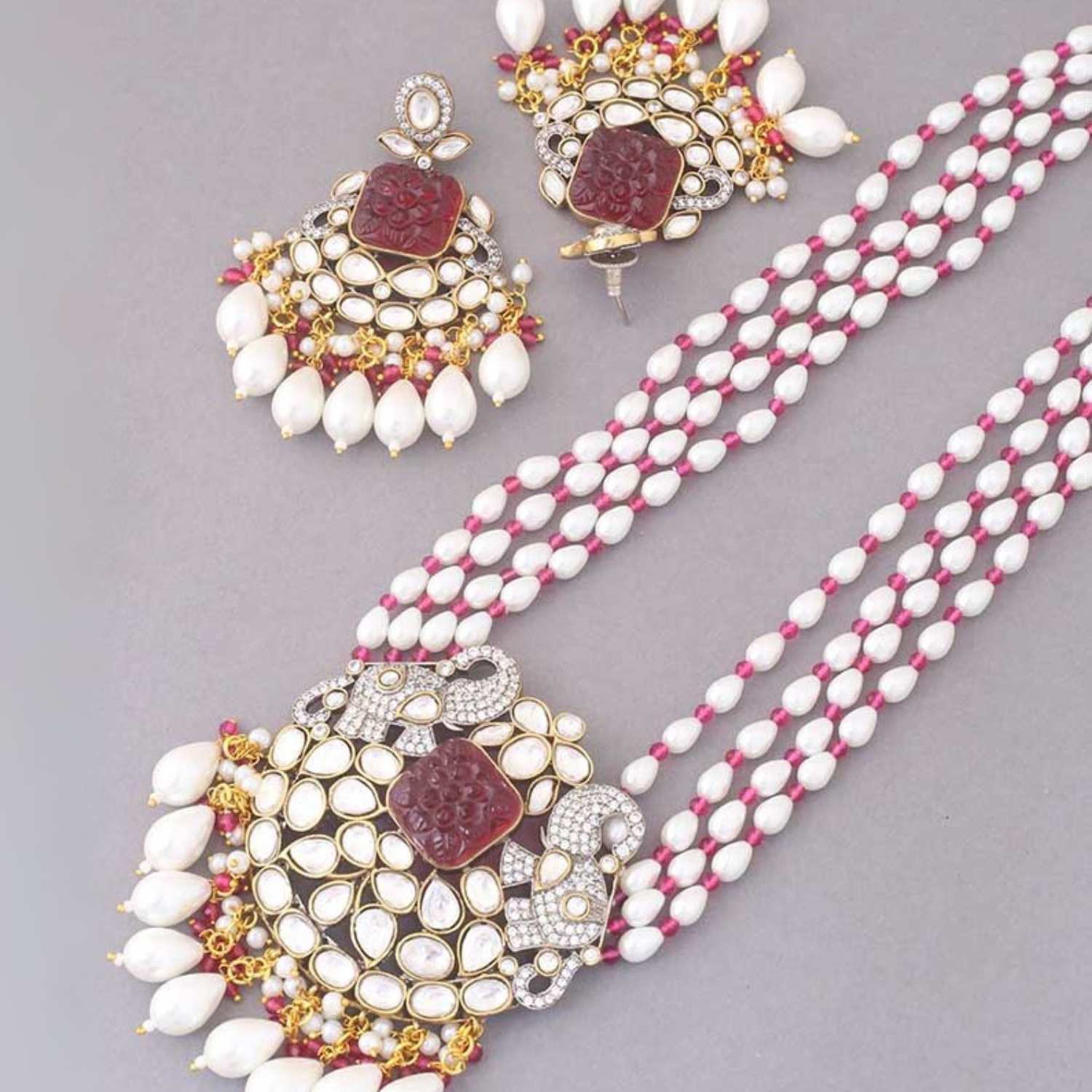 Ruby Maanya Kundan Jewellery Set - EOSS - Image 5