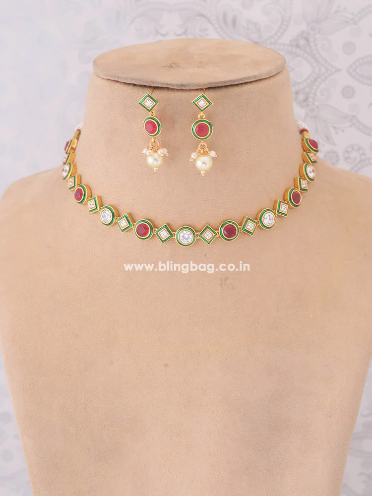 Ruby Mansvi Kundan Jewellery Set