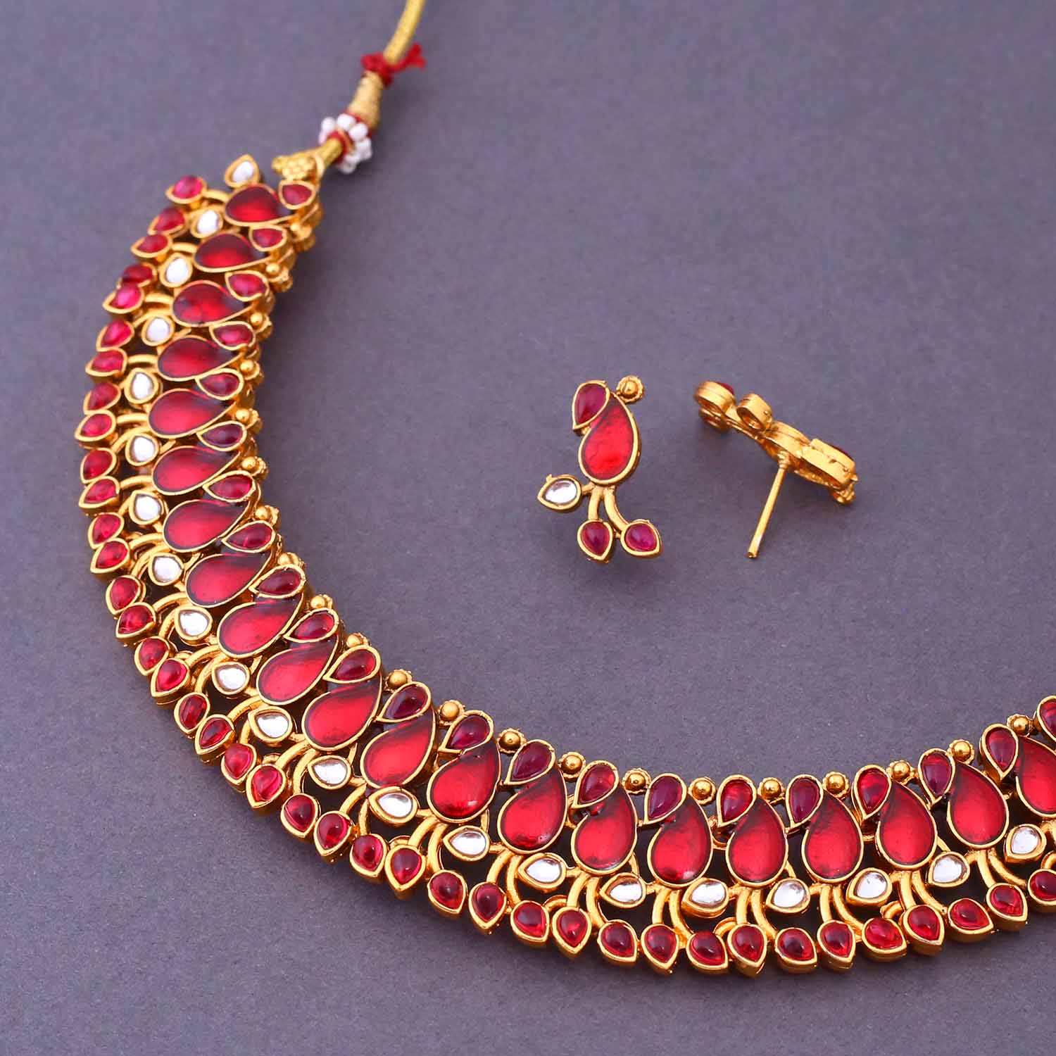 Ruby Narine Hasli Antique Jewellery Set-New Arrival - Image 4