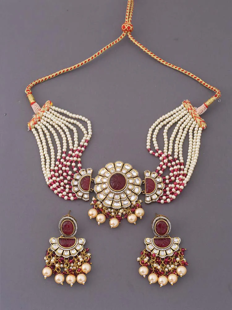 Ruby Nyancy Kundan Jewellery Set - EOSS - Image 4