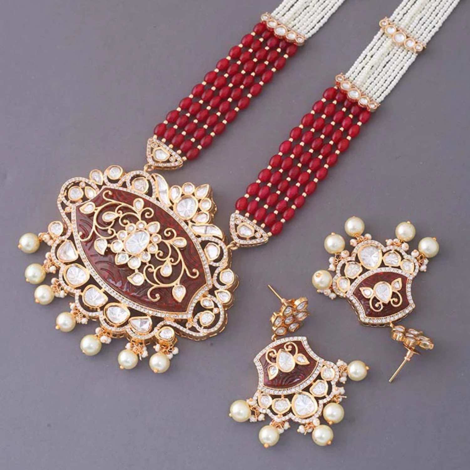 Ruby Onari Kundan Jewellery Set - EOSS - Image 5