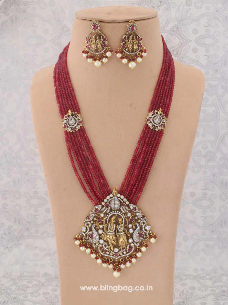 Ruby Radha Krishna Jewellery Set