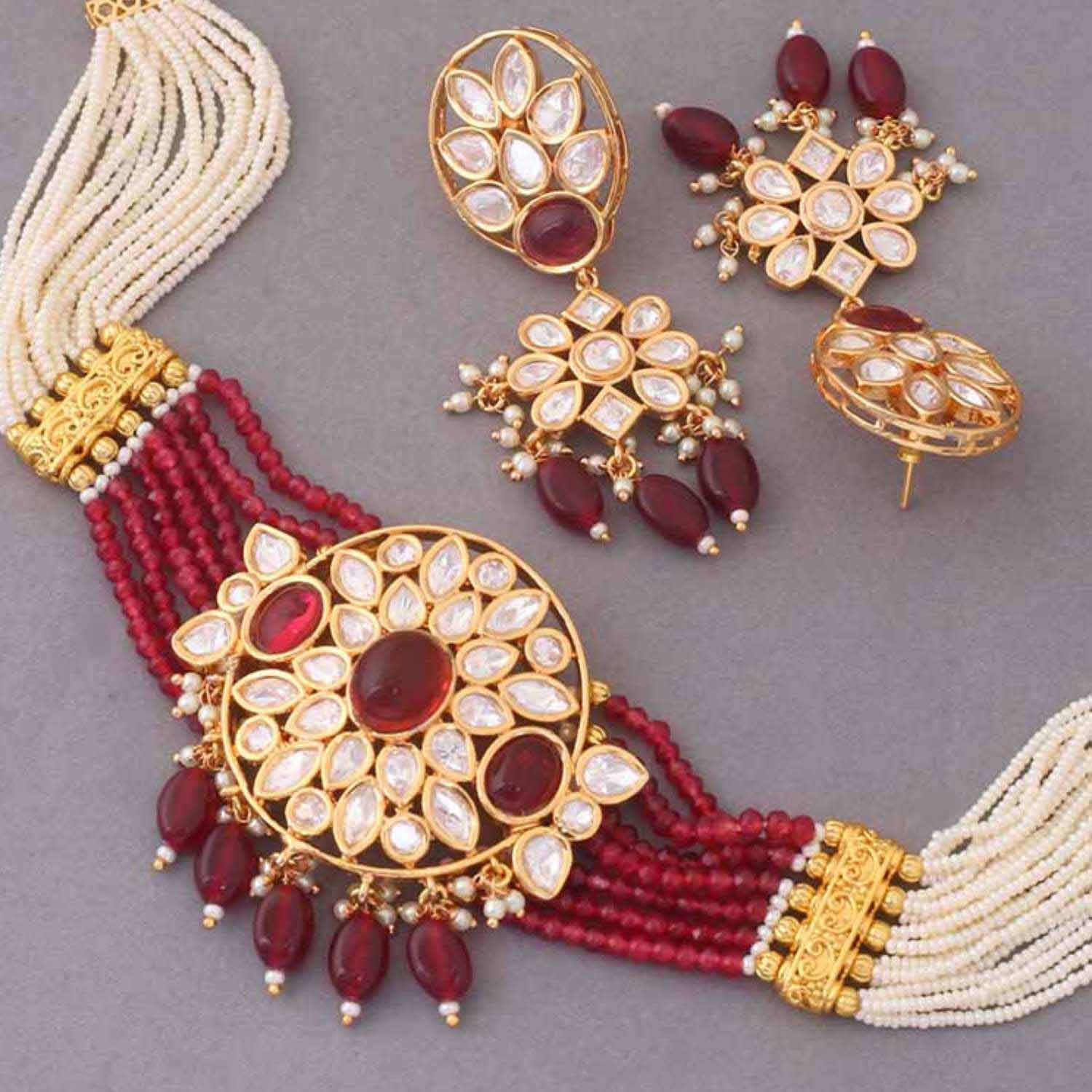 Ruby Ruban Kundan Jewellery Set - EOSS - Image 6
