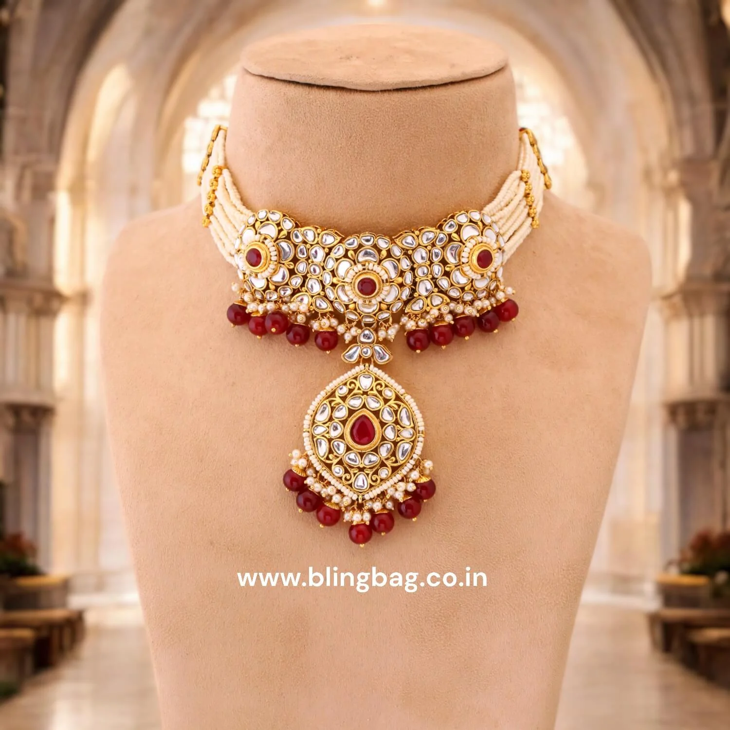 Ruby Saloni Kundan Jewellery Set - Image 2