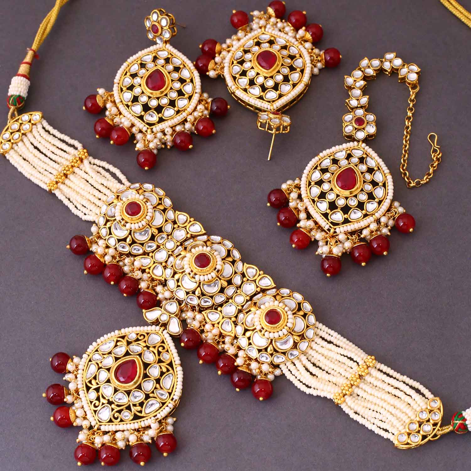 Ruby Saloni Kundan Jewellery Set - Image 5