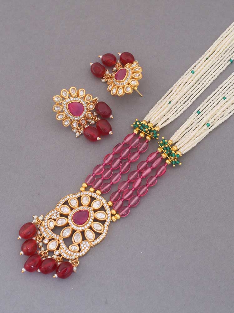 Ruby Vaani Kundan Jewellery Set - EOSS - Image 4