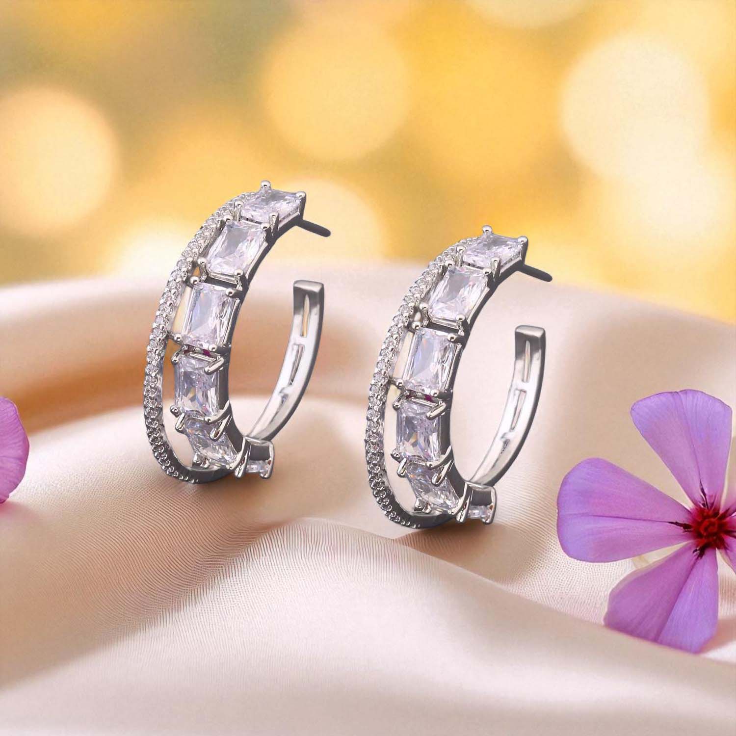 Silver Abbie Zirconia Hoops