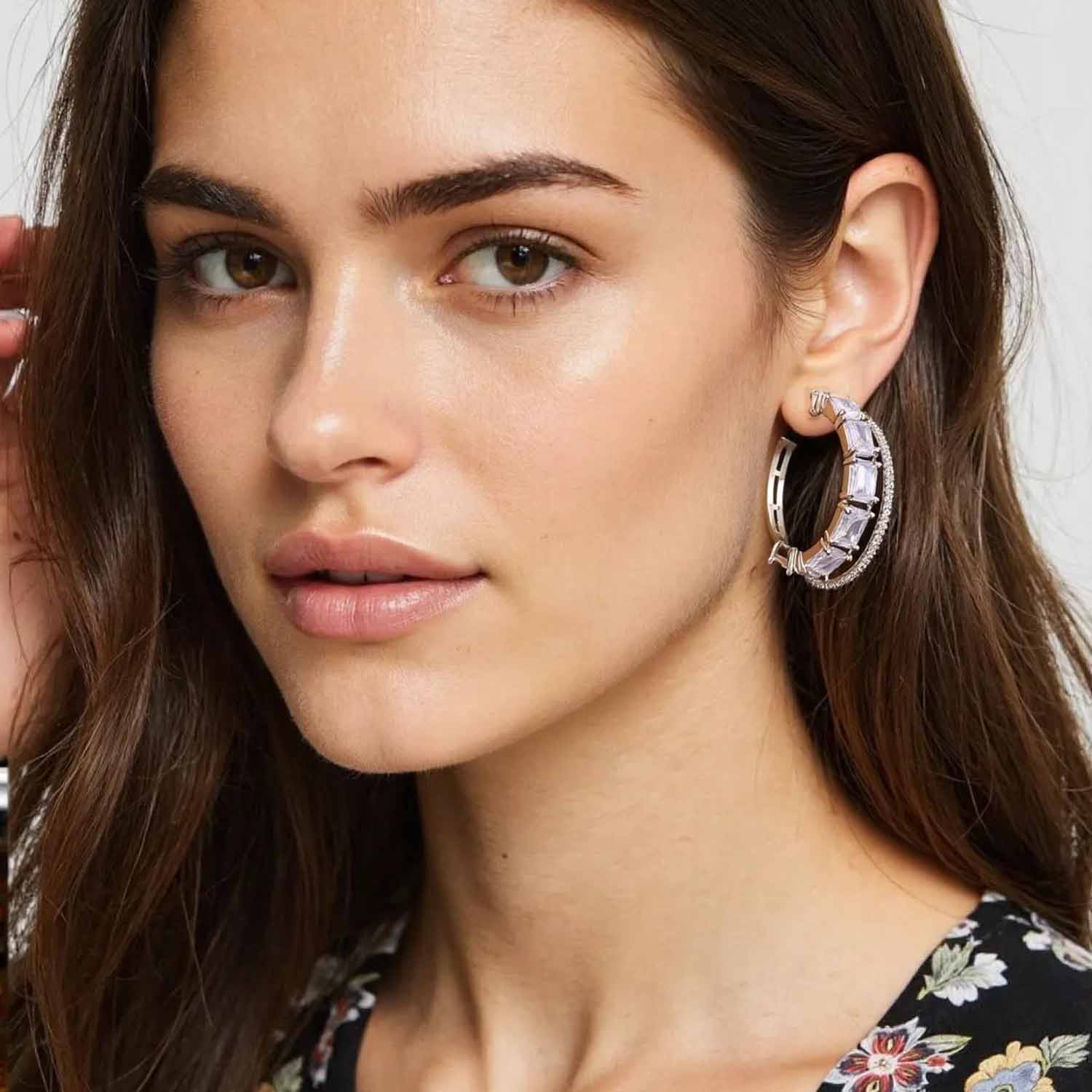 Silver Abbie Zirconia Hoops - Image 2