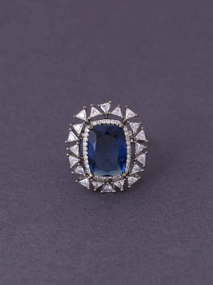 Silver Navy Elise Zirconia Ring - Image 3