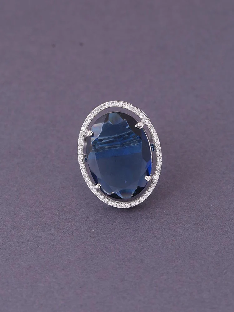 Silver Navy Estelle Zirconia Ring - Image 2