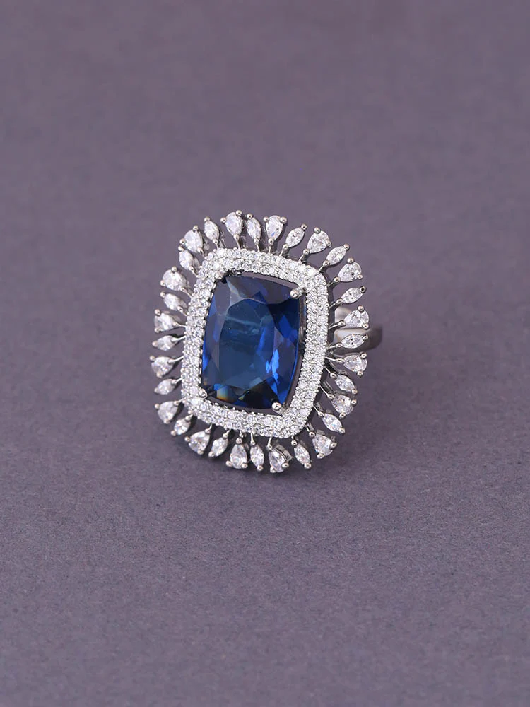 Silver Navy Harriet Zirconia Ring - Image 3