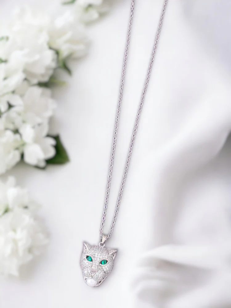 Silver Panther Pendant Necklace - Image 2