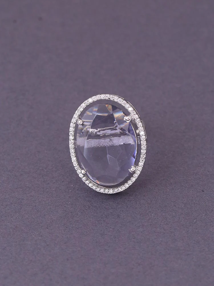 Silver Purple Estelle Zirconia Ring - EOSS - Image 2
