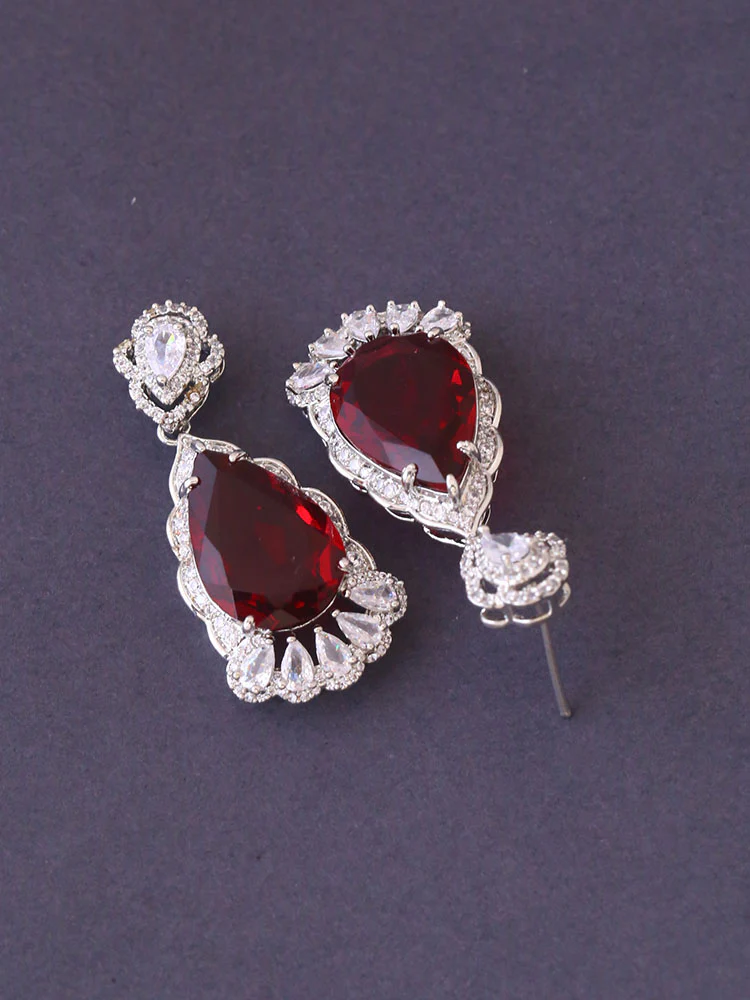 Silver Ruby Albana Zirconia Danglers - Image 3