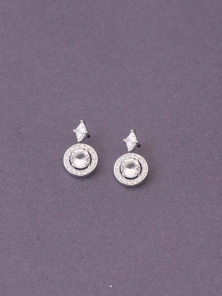 Silver Tone Zirconia Danglers - Image 2