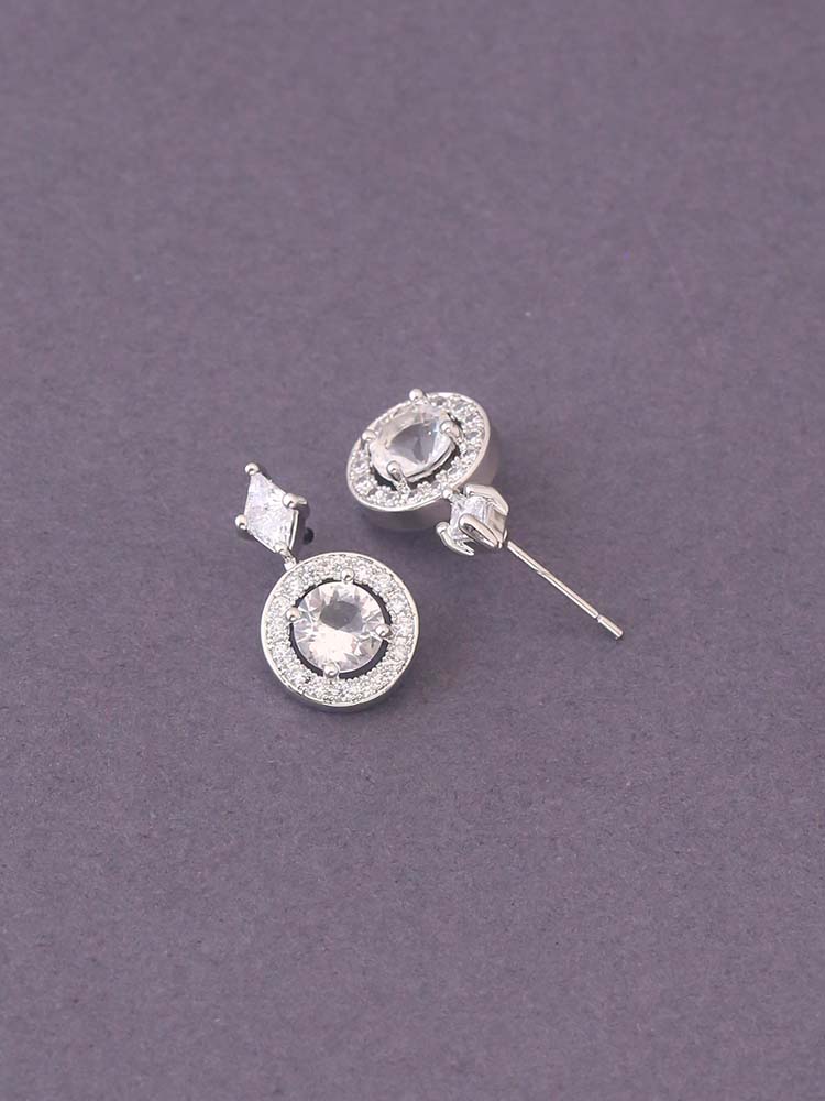 Silver Tone Zirconia Danglers - Image 3