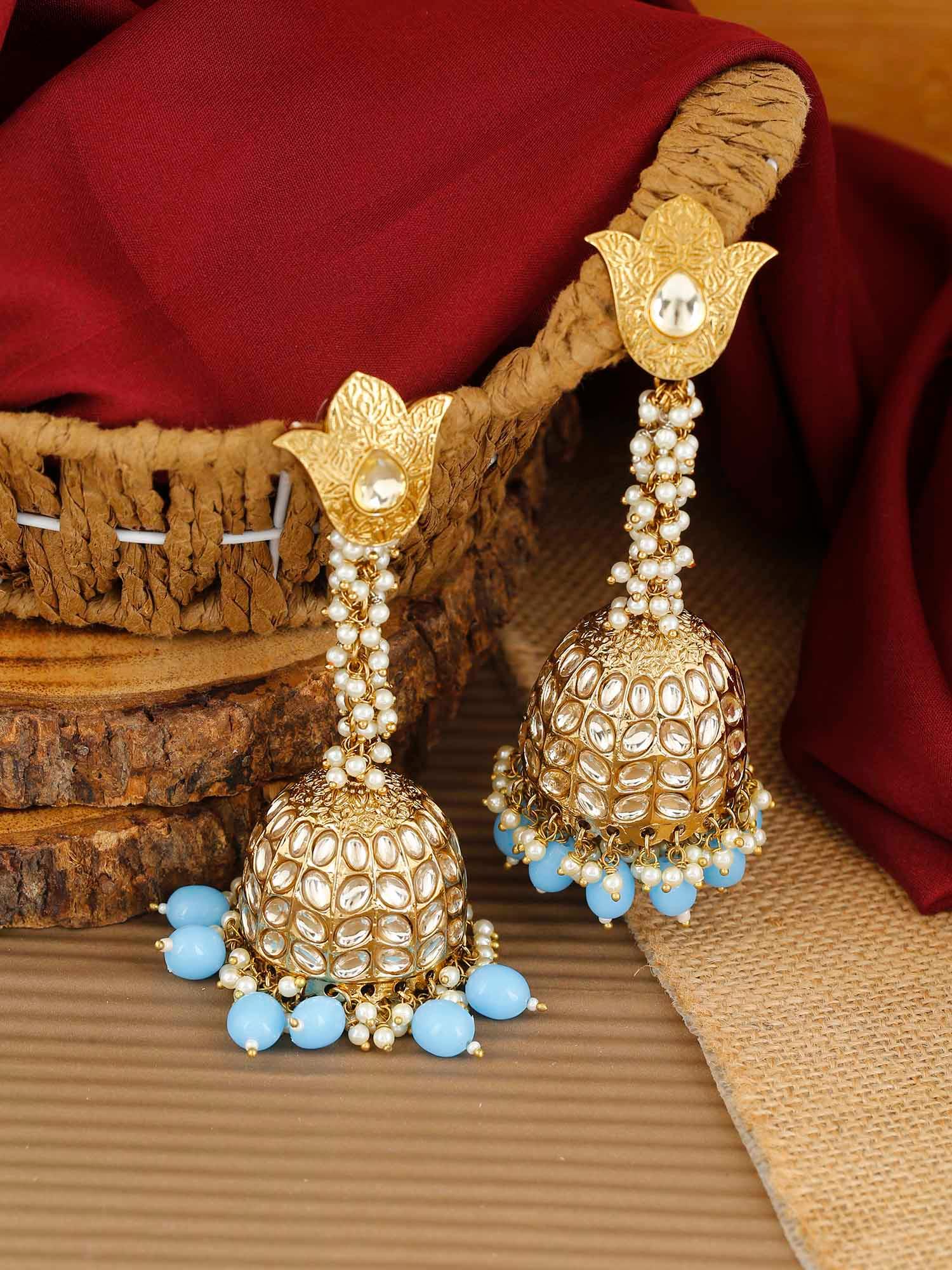 Sky Blue Rajkumari Jhumkis