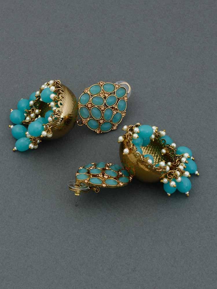 Turquoise Bubble Jhumkis - Image 3