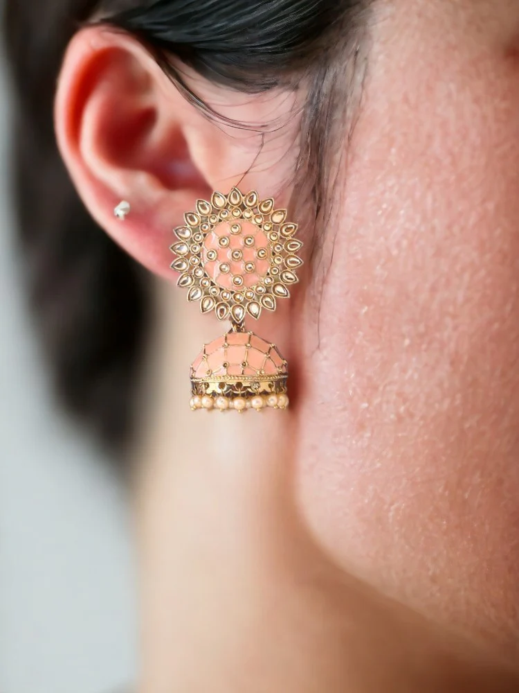 Peach Suraj Jhumkis - EOSS - Image 2