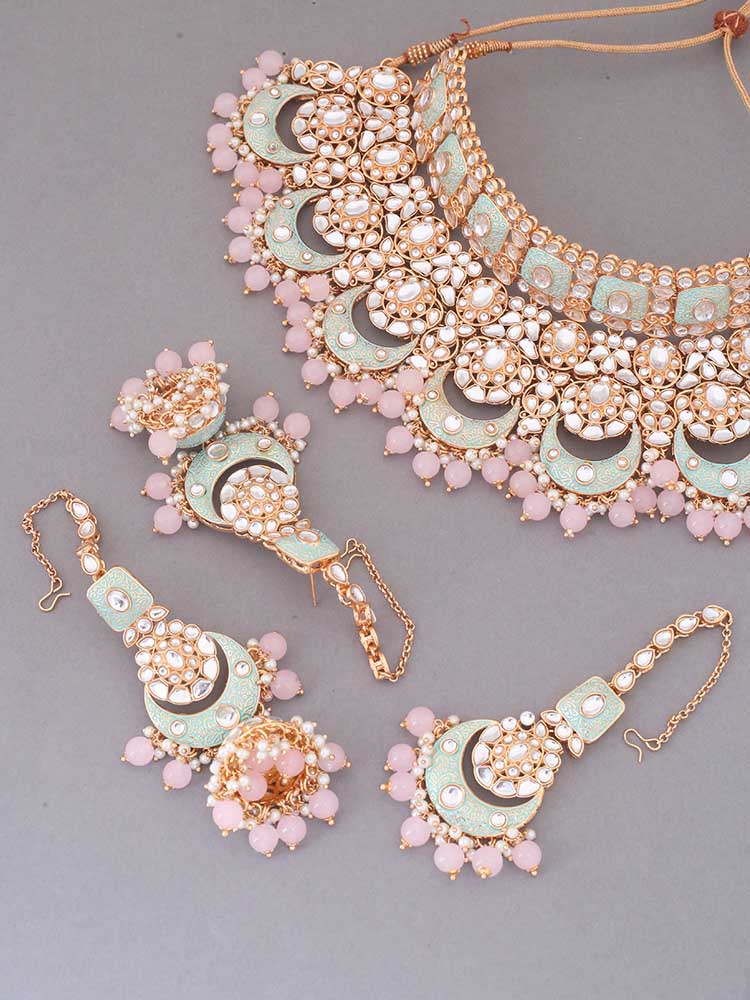 Turquoise Rohira Kundan Jewellery Set - Image 5