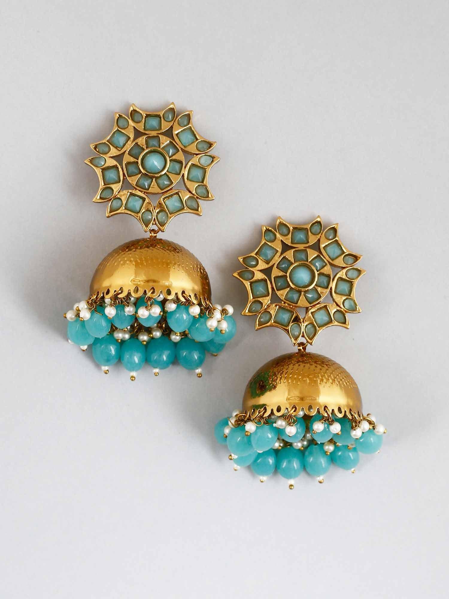 Turquoise Archana Jhumkis - Image 3