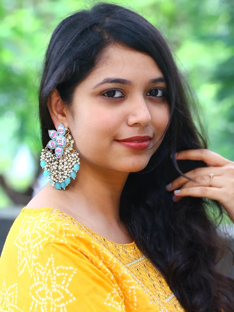 Turquoise Chakrika Danglers - Image 2