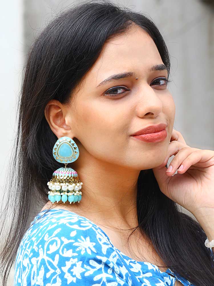 Turquoise Chetaki Jhumkis - Image 2