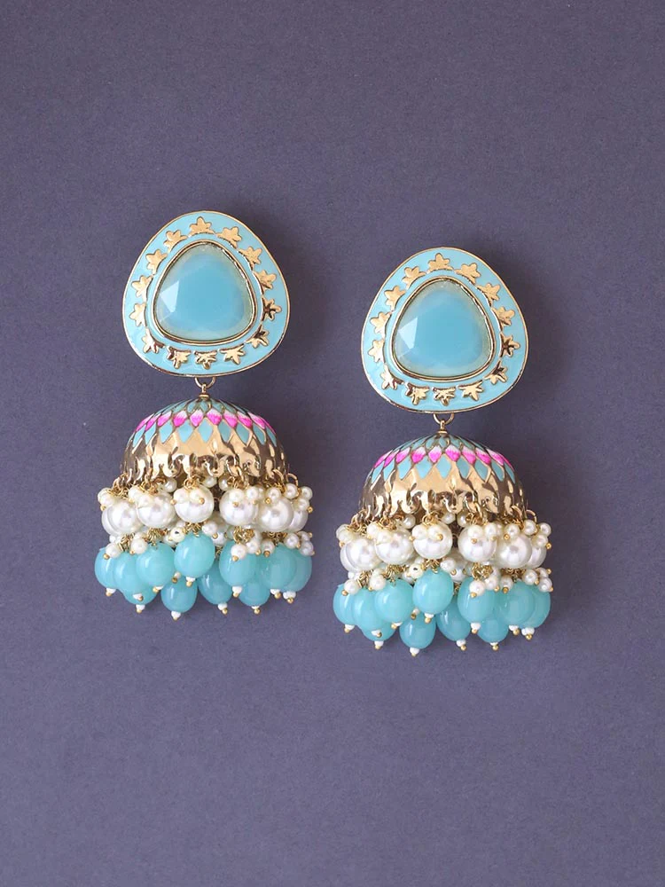 Turquoise Chetaki Jhumkis - Image 3